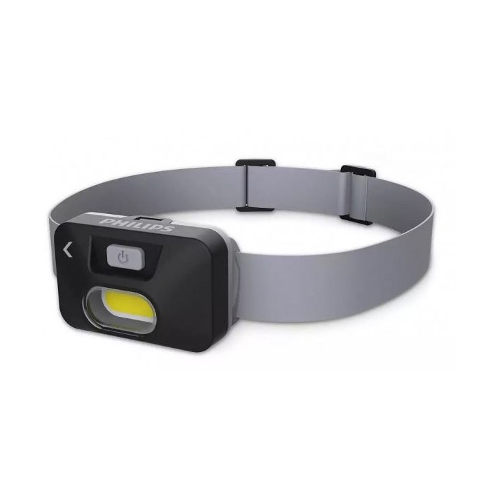 Philips Linterna Frontal LED - Cinta para la Cabeza - 130 Lumenes - Manos Libres - Color Negro y Gris