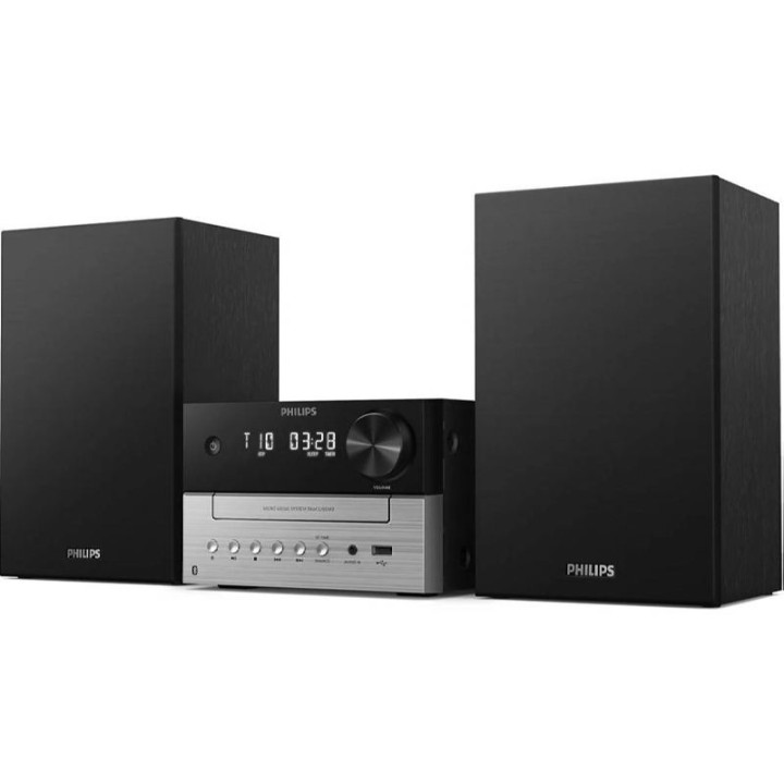 Philips Microcadena CD 20W - Bluetooth 5.4 - USB - Jack 3.5mm - Radio FM - Pantalla LED - Mando a Distancia - Alcance 30m - 2 Al