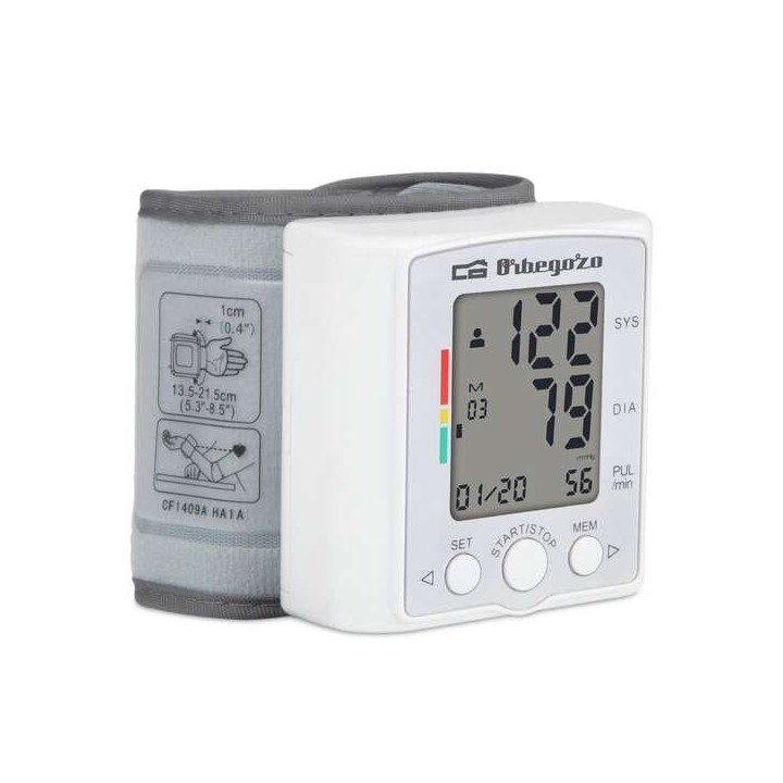Orbegozo Tensiometro de Muñeca Digital - Control de Tension Facil y Preciso - 60 Memorias para 2 Usuarios - Pantalla LCD Grande