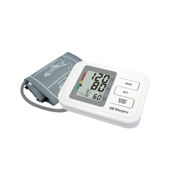 Orbegozo Tensiometro de Brazo Digital - Medicion Automatica Inteligente - 60 Memorias para 2 Usuarios - Pantalla LCD Iluminada -