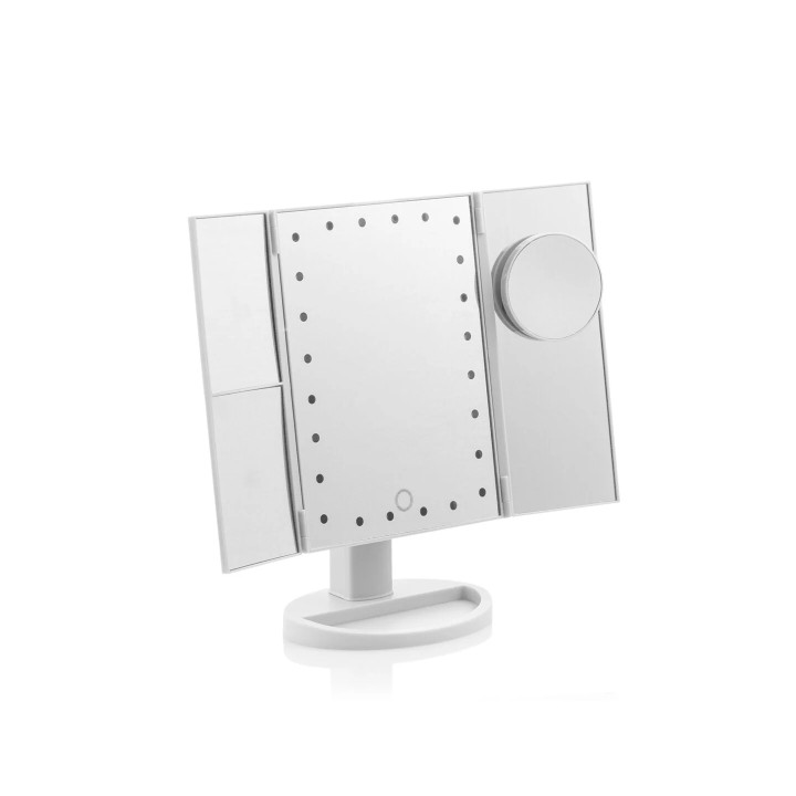 Innovagoods Ledflect Espejo de Aumento 4 en 1 - Inalambrico - Luz LED Blanca - Plegable - Soporte Desmontable - 18x29x12cm - Col