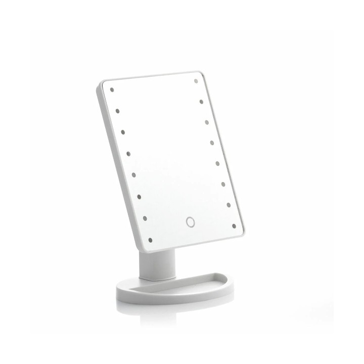 Innovagoods Perflex Espejo de Sobremesa - Luz LED Blanca Regulable - Inalambrico - Tactil - Soporte Desmontable - 17x27x12cm - C