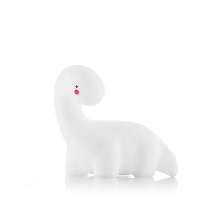 Innovagoods Lightosaurus Lampara Dinosaurio LED - Luz Quitamiedos - RGB Multicolor - Vinilo - 13x12x8cm - Color Blanco