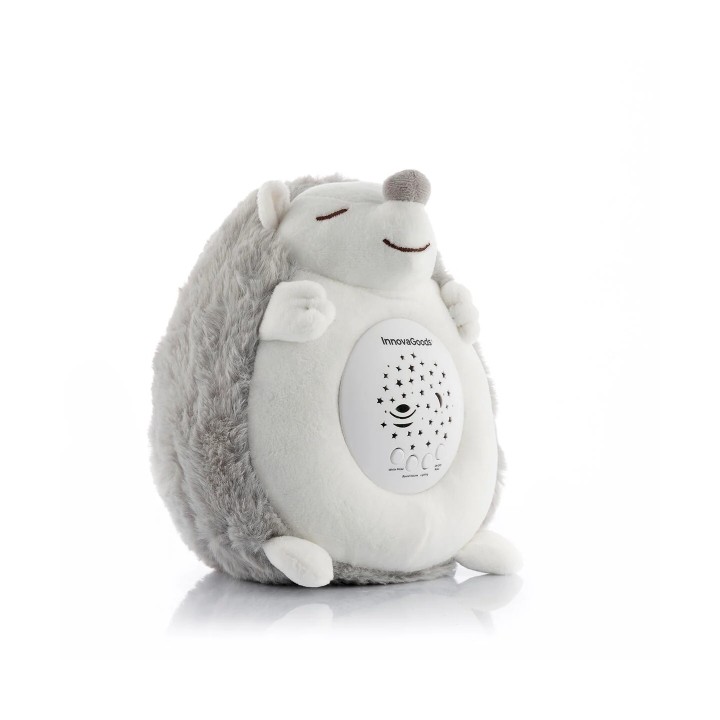 Innovagoods Spikey Erizo de Peluche con Ruido Blanco y Proyector Quitamiedos - Luz LED RGB - Apagado Automatico - Estrellas y Lu