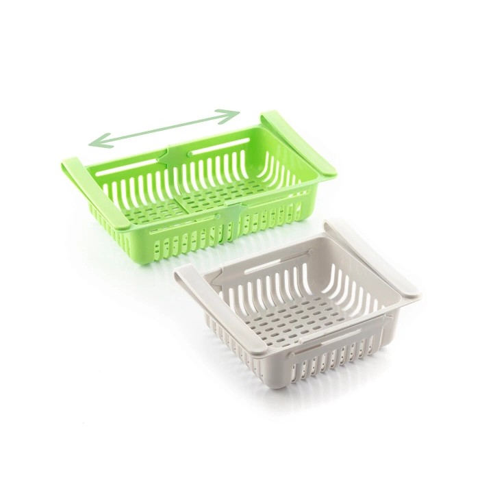 Innovagoods Friwer Pack de 2 Organizador Ajustable para Frigorifico - Facil Limpieza - Extensible - Pack de 2 Organizador Ajusta