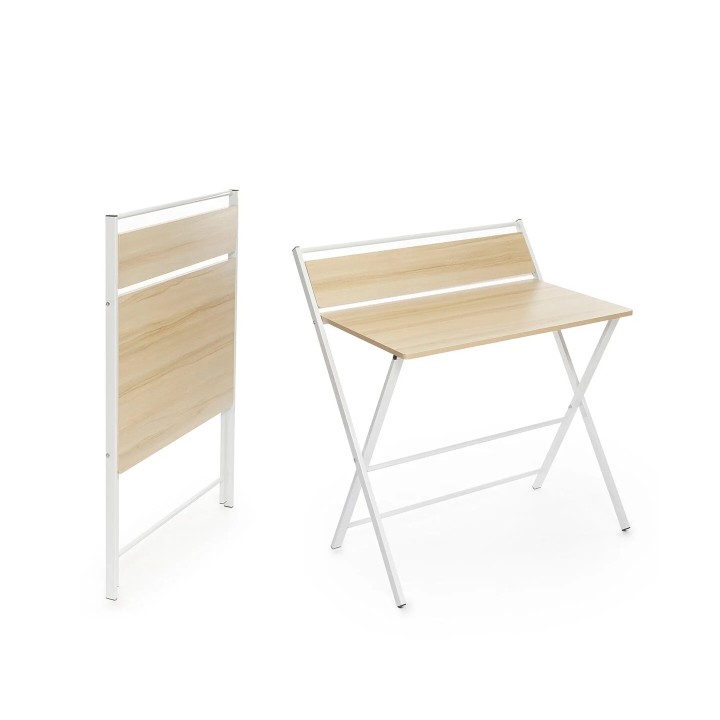 Innovagoods Tablezy Escritorio Plegable con Estante - Facil de Transportar y Guardar - Soporta hasta 50kg - Facil Limpieza - 84x