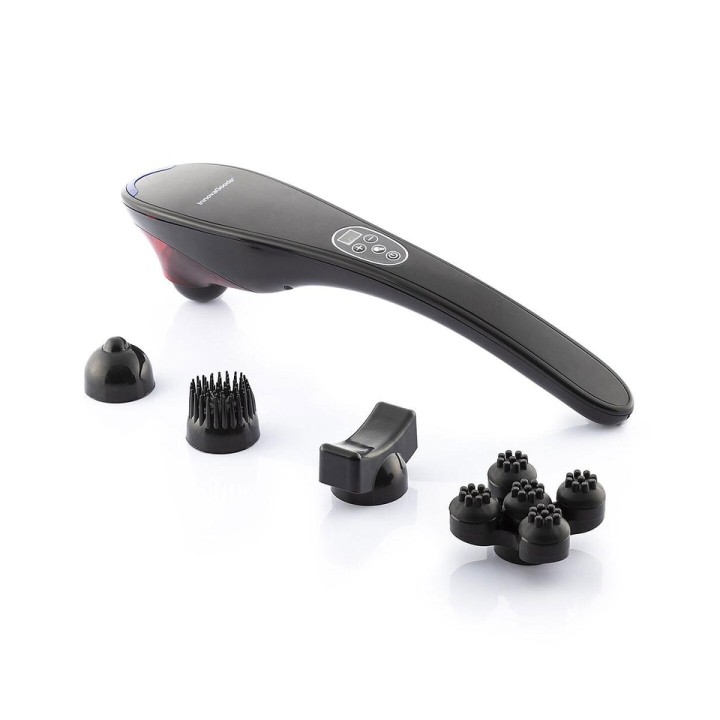 Innovagoods Masfin Masajeador de Mano Recargable - 16W - Bateria 1800mAh - Cable 95cm - Recargable - 5 Cabezales Intercambiables