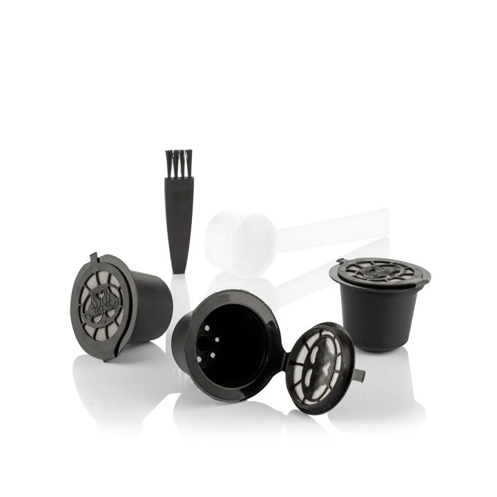 Innovagoods Recoff Pack de 3 Capsulas de Cafe Reutilizables - Acero Inoxidable - Facil Limpieza - Compatible con Cafeteras Nespr