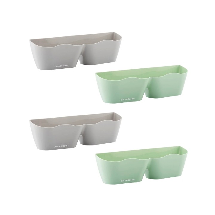 Innovagoods Shohold Pack de 4 Zapateros Adhesivos - Multiposicion - 25.5x7.5x7.5cm - Color Verde y Gris