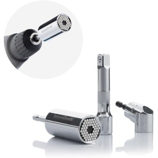 Innovagoods Uniscrew Llave de Vaso Universal - Incluye Accesorios - Multifuncion - Tornilleria Entre 7-19mm - 2.5x5cm - Color Pl