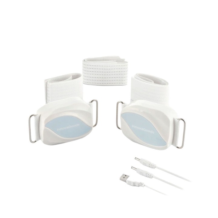Innovagoods Bubratt Cinturon Masajeador Vibratorio - 18W - Cable 130cm - 4500rpm - Cierre con Velcro - Color Blanco y Azul