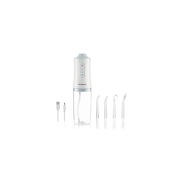Innovagoods Denter Irrigador Dental Inalambrico - Potencia 4W - Presion 110psi - Bateria 2000mAh - Deposito de 220ml - IPX6 - Re