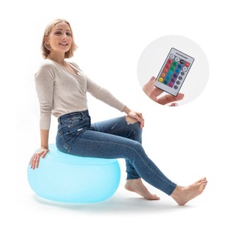 Innovagoods Pulight Asiento Hinchable - Luz LED Multicolor - Soporta hasta 100kg - Mando a Distancia - Incluye Hinchador - IP68