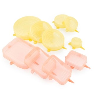 Innovagoods Lilyd Pack de 10 Tapas Ajustables y Reutilizables - Apto para Lavavajillas - Libre de BPA - Sistema Antigoteo - Dife