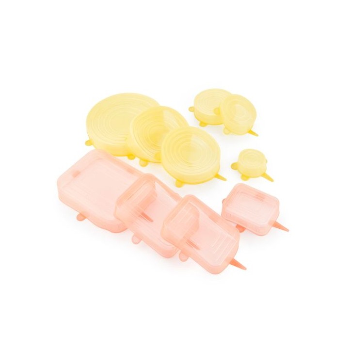 Innovagoods Lilyd Pack de 10 Tapas Ajustables y Reutilizables - Apto para Lavavajillas - Libre de BPA - Sistema Antigoteo - Dife