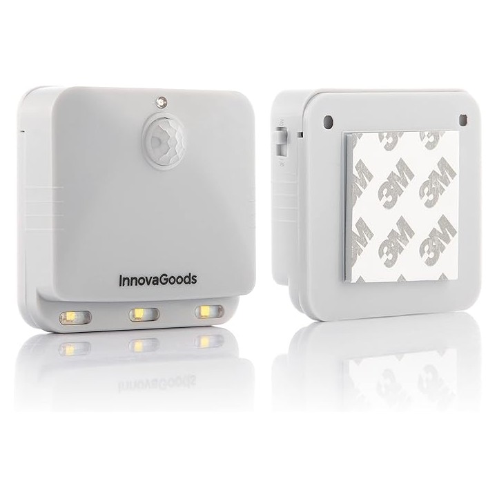 Innovagoods Lumtoo Pack de 2 Luces LED con Sensor de Movimiento - Adhesivo de Calidad - Alcance 5m - Apagado Automatico - 2.6x6.