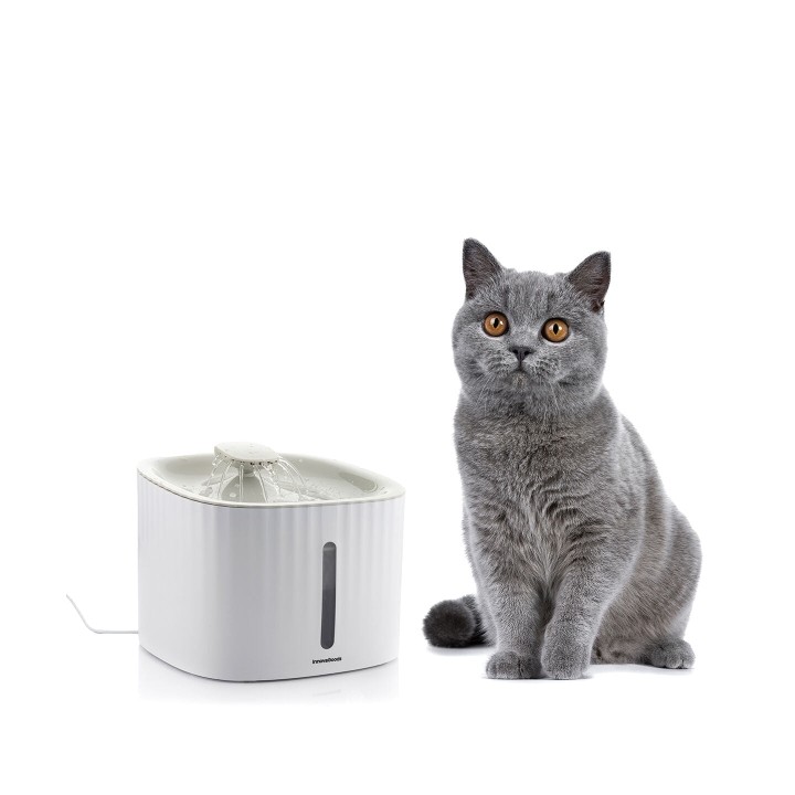 Innovagoods Drinkatt Fuente USB para Mascotas - Capacidad 3L - Silenciosa - Filtros Reutilizables - 3 Modos de Flujo - Indicador