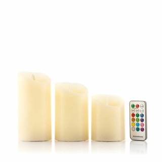 Innovagoods Lendles Pack de 3 Velas LED Multicolor - Mando a Distancia - Efecto Llama - Temporizador - Apagado Automatico - 7.5x