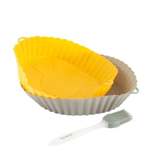 Innovagoods Mollicon Pack de 2 Cestas de Silicona para Freidoras de Aire - Antiadherente - Apto Lavavajillas - Libre de BPA - Fa