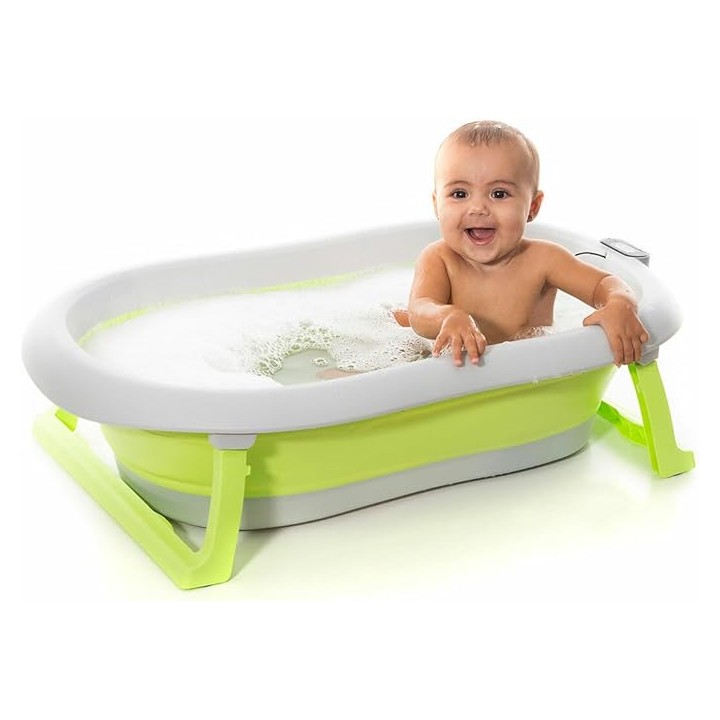 Innovagoods Fovibath Bañera Plegable Evolutiva - Capacidad 38L - Soporta hasta 30kg - Termometro Digital con Sensor - Antidesliz