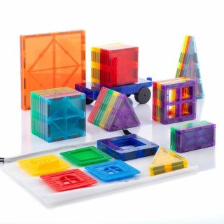 Innovagoods Juego de Bloques Magneticos 3D - 57 Piezas - Colores Translucidos - Bolsa de Transporte - Multicolor