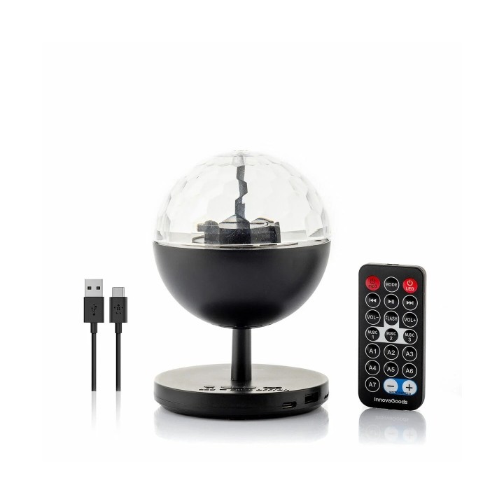 Innovagoods Istarlyt Proyector LED Recargable con Altavoz - Bluetooth - Bateria 800mAh - Mando a Distancia - Funcion Rotativa -
