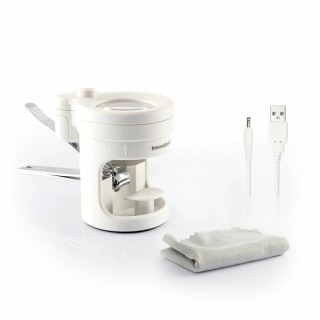 Innovagoods Clail Cortauñas con Lupa - 8 Aumentos - Cable USB de 80cm - Luz LED - Incluye Accesorios - Altura Ajustable - Base A