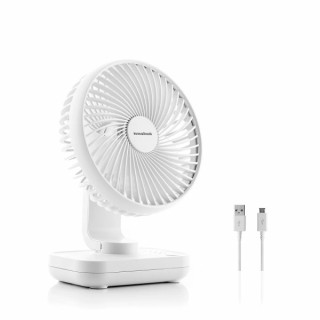 Innovagoods Fanrec Ventilador de Escritorio - Autonomia hasta 13h - Silencioso 40dB - 4 Velocidades - Bateria 3600mAh - Recargab
