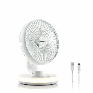 Innovagoods FanLed Ventilador de Escritorio Recargable - Autonomia hasta 11h - 40dB - 4 Velocidades - Bateria 4000mAh - Luz LED