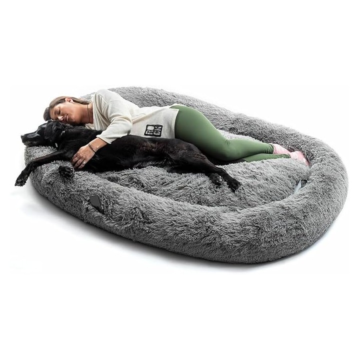 Innovagoods Cama Extragrande para Mascotas y Humanos - Bolsillo Lateral - Antideslizante - Facil Limpieza - Poliester - Ergonomi