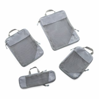 Innovagoods Compakube Pack de 4 Bolsas Organizadoras de Compresion para Maletas - Transpirable - Doble Cremallera - Varios Forma