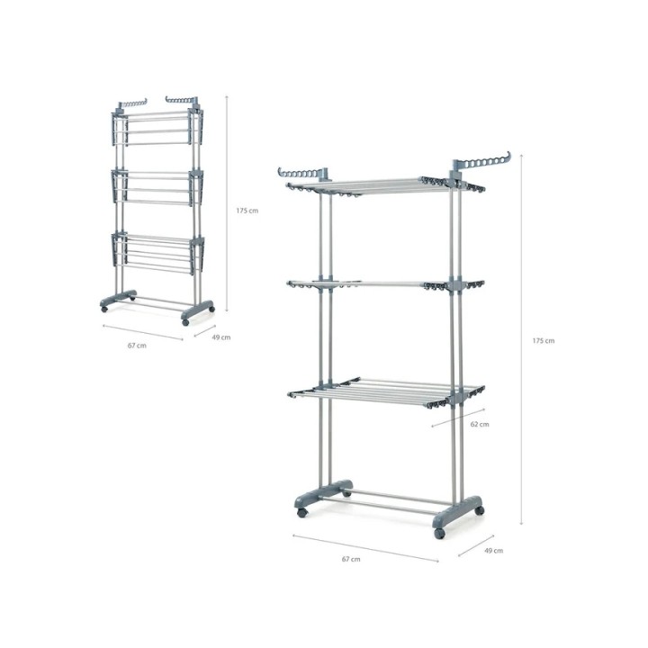 Innovagoods Dolver Tendedero Vertical con Ruedas - 24 Barras - Soporta hasta 40kg - Plegable - Altura Ajustable - 6 Alas Indepen