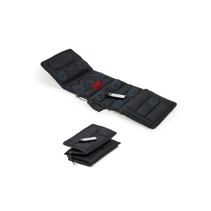 Innovagoods Vhemat Colchon de Masaje por Vibracion - 10 Motores Vibratorios - Funcion Calor - 5 Modos - Plegable - Ergonomico -