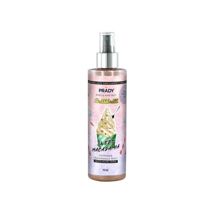 Prady Brilli Brilli Body & Hair Mist Sweet Macadamia - Frasco de 250 ml - Spray Pulverizador