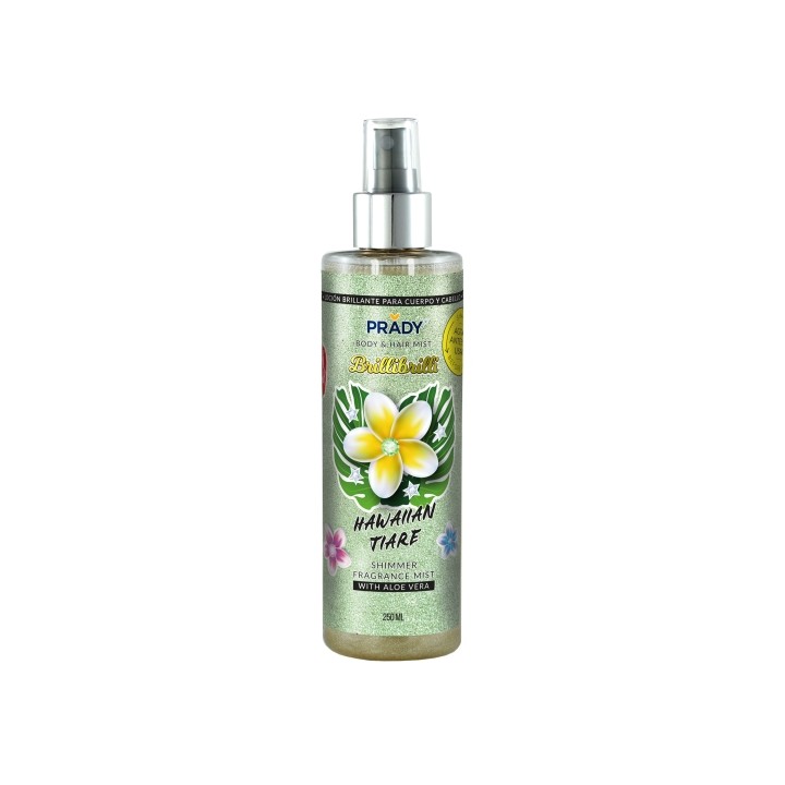 Prady Brilli Brilli Body & Hair Mist Hawaiian Tiare - Frasco de 250 ml - Spray Pulverizador
