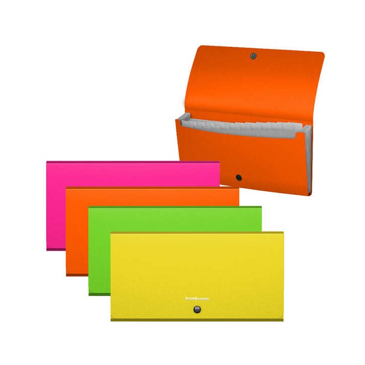 Erichkrause Clasificadores Matt Neon - 12 Fundas - Tamaño Cheque - Colores Surtidos