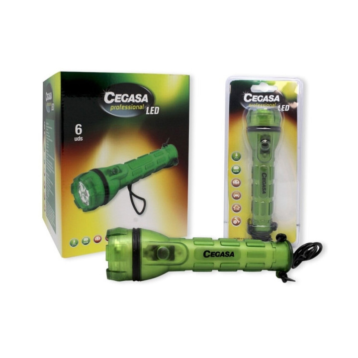 Cegasa Profesional Linterna de 3 LED - Resistente a Golpes y Agua IP44 - Funciona con 2 Pilas AA LR6 (No Incluidas)