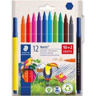 Staedtler Noris 326 Pack de 12 Rotulador de Punta Fina - Trazo 1mm - Tina Base de Agua - Tapa Ventilada - Colores surtidos