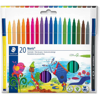 Staedtler 326 Pack de 20 Rotuladores Punta de Fibra - Trazo 1.0mm Aprox - Resistente a la Presion - Tinta a Base de Agua Antise