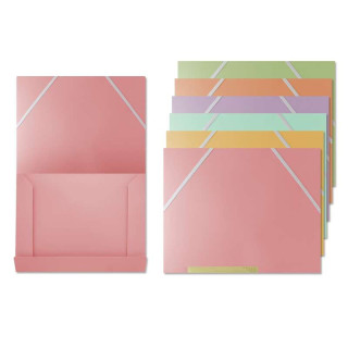 Bismark Pack de 6 Carpetas de Solapa Polipropileno - Tamaño A4 - Cierre con Gomas - Colores Surtidos Pastel