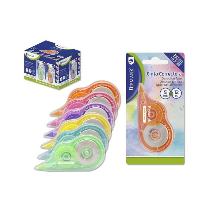 Bismark Cinta Correctora 5mm x 12m - Colores Pastel Surtidos