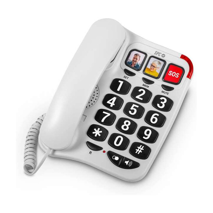 SPC Telefono Fijo para Personas Mayores - Teclas XXL - Llamadas con una Sola Pulsacion - Volumen de Timbre de 93Db - Compatible