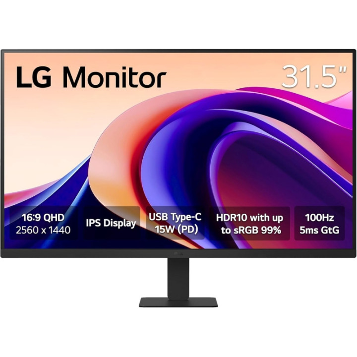 LG Monitor LED 31.5" IPS QHD HDR10 100Hz - Respuesta 5ms - Angulo de Vision 178º - 16:9 - HDMI