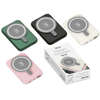Umay Magnetic Powerbank Magnetica 5000mAh - Salidas USB e Inalambrica - Colores Surtidos Aleatorios