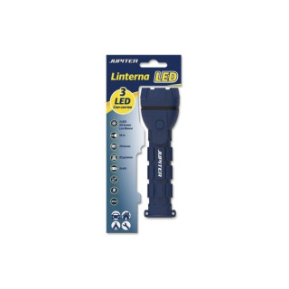 Jupiter Linterna de Luz Blanca 3 LED 50lm - Cuerpo de Goma - Resistencia IP44 - Funciona con 2 Pilas AA (No Incluidas) - Color