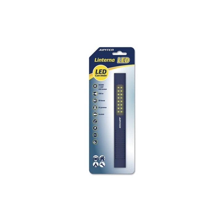 Jupiter Linterna de Trabajo de Barra Multiled 100lm - Con Iman - Resistencia IP44 - Funciona con 4 Pilas AAA (No Incluidas) - C