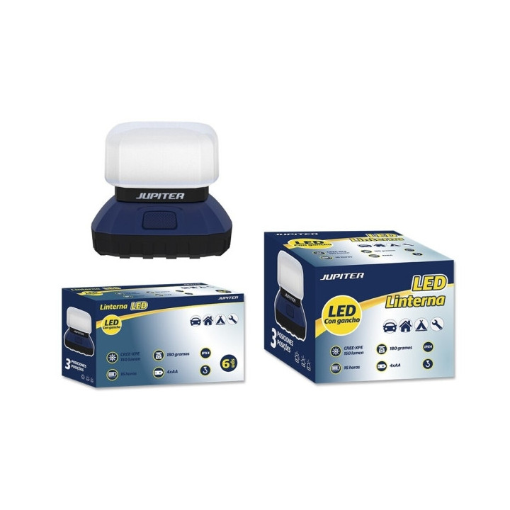 Jupiter Linterna Camping LED CREE-XPE 150lm - 3 Intensidades - Resistencia IPX4 - Funciona con 4 Pilas AA (No Incluidas) - Colo