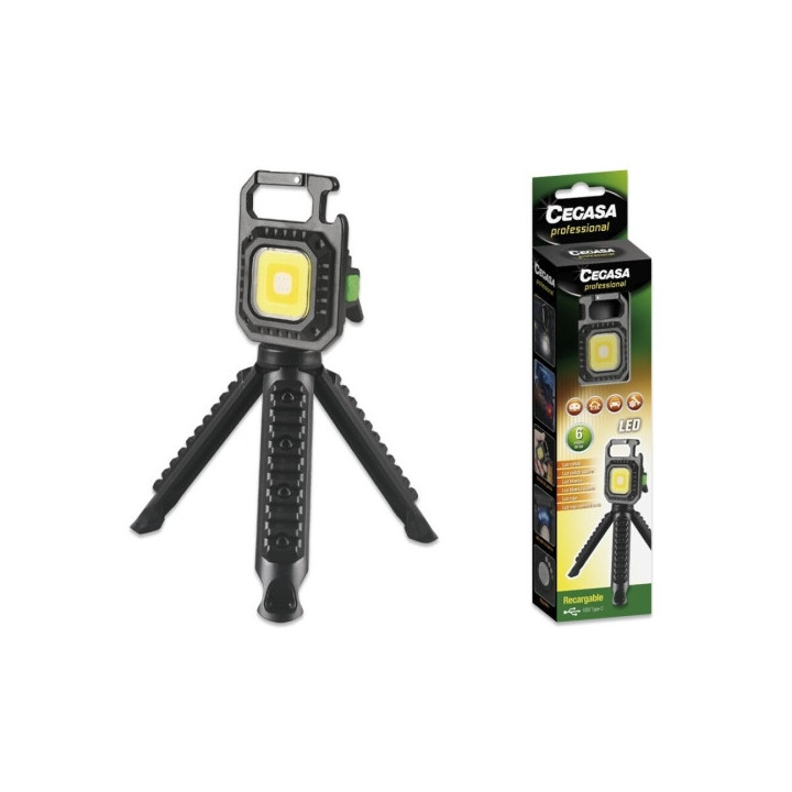 Cegasa Profesional Linterna Mini con Tripode COB hasta 670lm - Luz Blanca