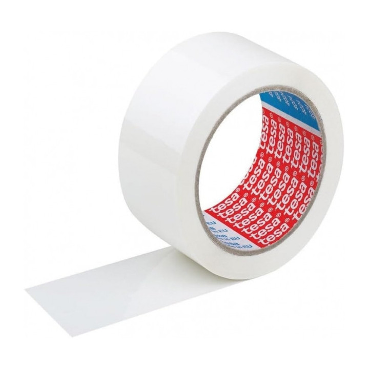 Tesa 4089 Precinto de Embalar 50mm x 132 Metros - Fabricado en Polipropileno - Adhesivo de Caucho Natural - Color Blanco