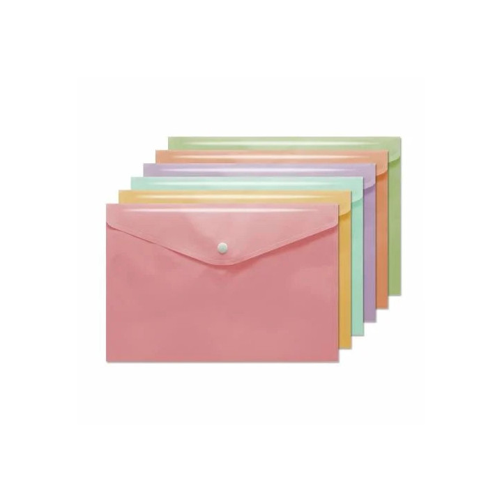 Bismark Sobre Portadocumentos A6 - Cierre de Broche - Fabricado en Polipropileno - Colores Pastel Surtidos